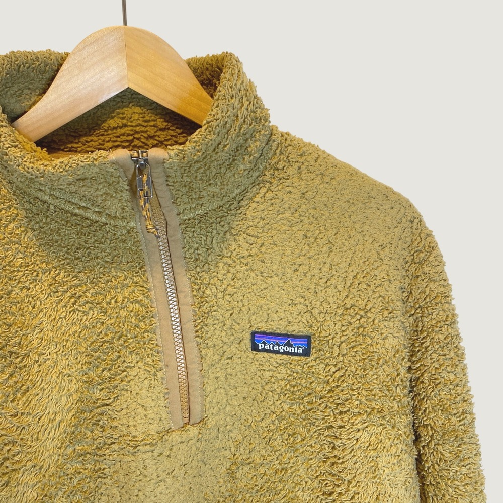 Patagonia Los Gatos Fleece Pullover Womens Medium Ochre Good 1/4 Zip Sherpa READ